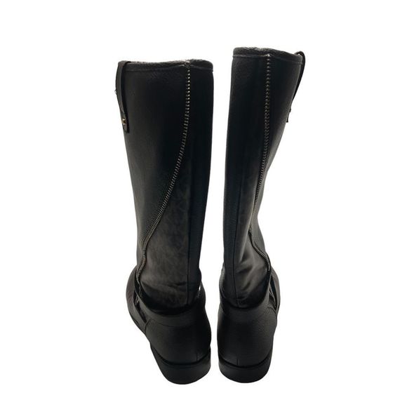 Michael Kors Womens Emma Claire Riding Boots Brown Straps Mid Calf Monogram 5 - Picture 2 of 8